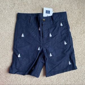 Janie & Jack navy embroidered sailboats shorts NWT